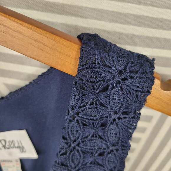 Joseph Ribkoff Dress 12 Lace Shift Special Event Party Navy Blue Knee Length - Picture 5 of 8